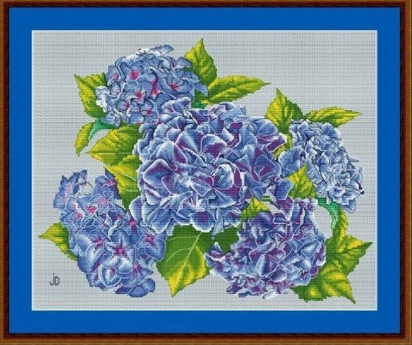 DIY Needle Work A cluster of hydrangeas at 45-38 Cross Stitch Set Counted Cross Stitch Kit  28ct 14ct 32ct Metallic aida