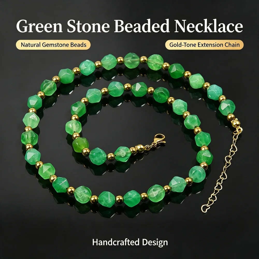 Women's Natural Cut Bead Necklace Handcrafted with That Can Be Adjusted To Extend The Chain and Lock The Bone Chain