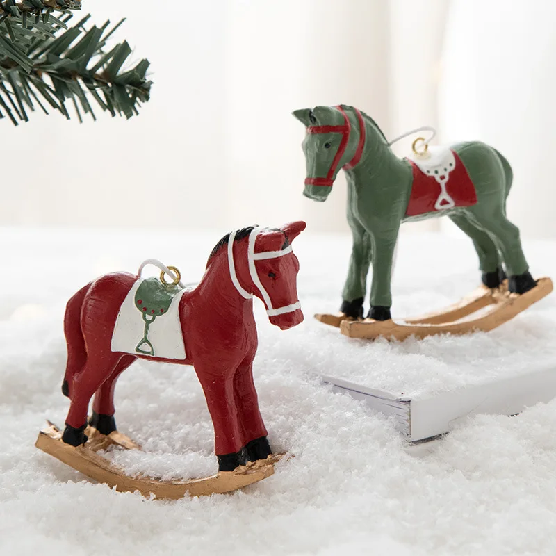 

Christmas Three-Dimensional Rocking Horse Pendant Christmas Tree Decoration Ornament American Retro Christmas Ornament