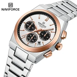 NAVIFORCE NF8048 New Popular Couple 3ATM Waterproof Quartz Business Office Male and Female Stainless Steel Strap Clock