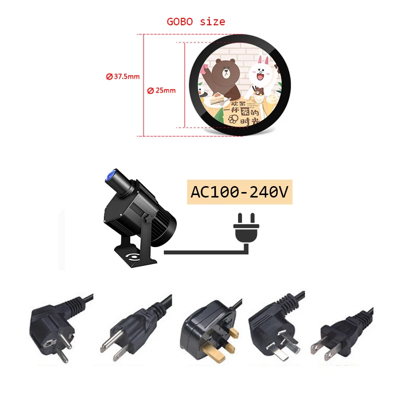 GOBO 40 واط مصباح الإعلان التجاري علامات Led ديناميكية جدار الإسقاط في الهواء الطلق IP67 مقاوم للماء HDBright بيع المصنع مباشرة