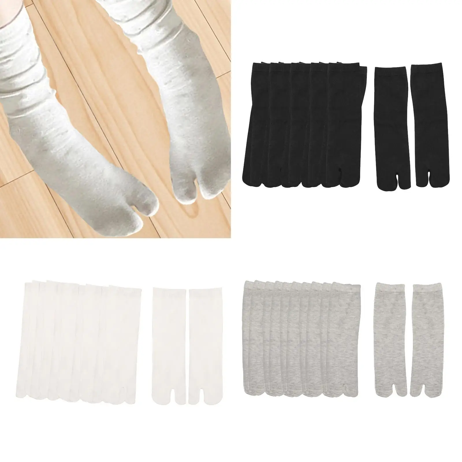 6 Pairs Flip Flop Socks Casual Two Finger Socks for Office Traveling Outdoor