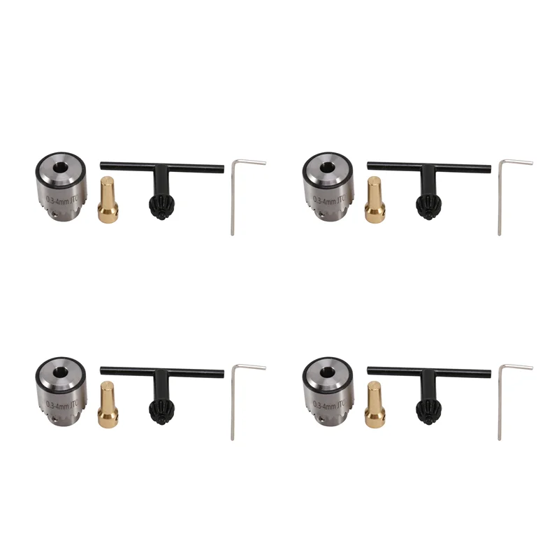 4X Hot Electric Drill Grinding Mini Drill Chuck Key Drill Chucks 0.3-4Mm Capacity Range W/ 3.17Mm Shaft Connecting Rod-AT36