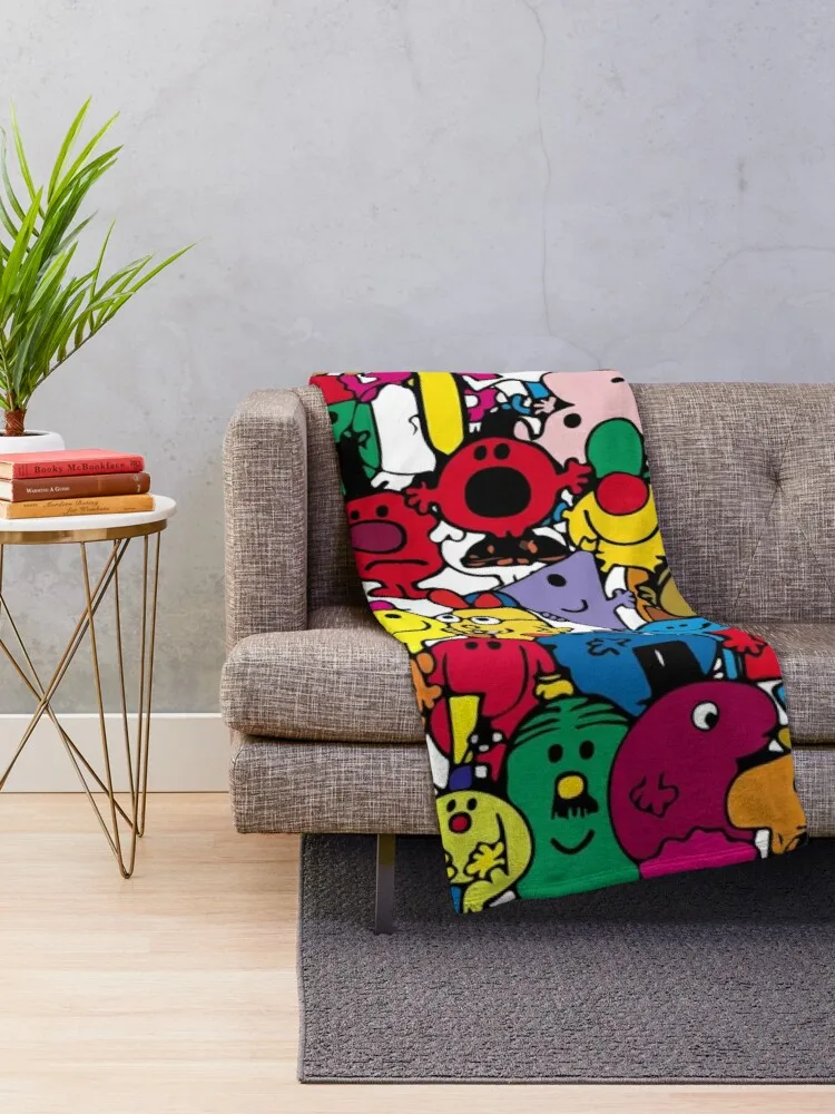 Mr Men Pattern Throw Blanket Soft Big Blanket Comfort Recieving Blankets