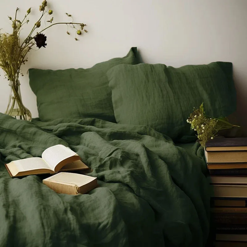 French Linen   2 Pcs 100% Linen Standard Pillowcases,Breathable and Cooling Washed Pillow Cases with Envelope Closure