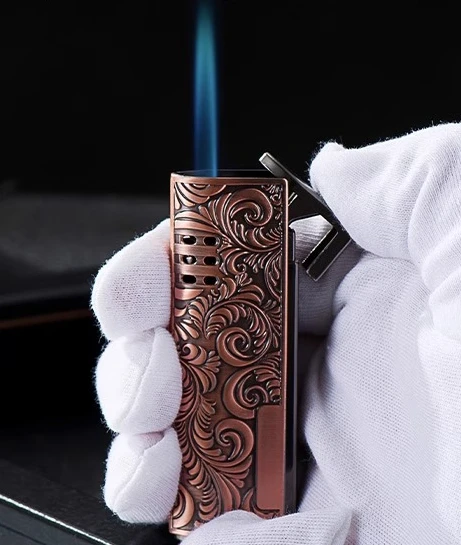

NEW Carved Portable Inflatable Windproof Lighter High-quality Straight Jet Lighter