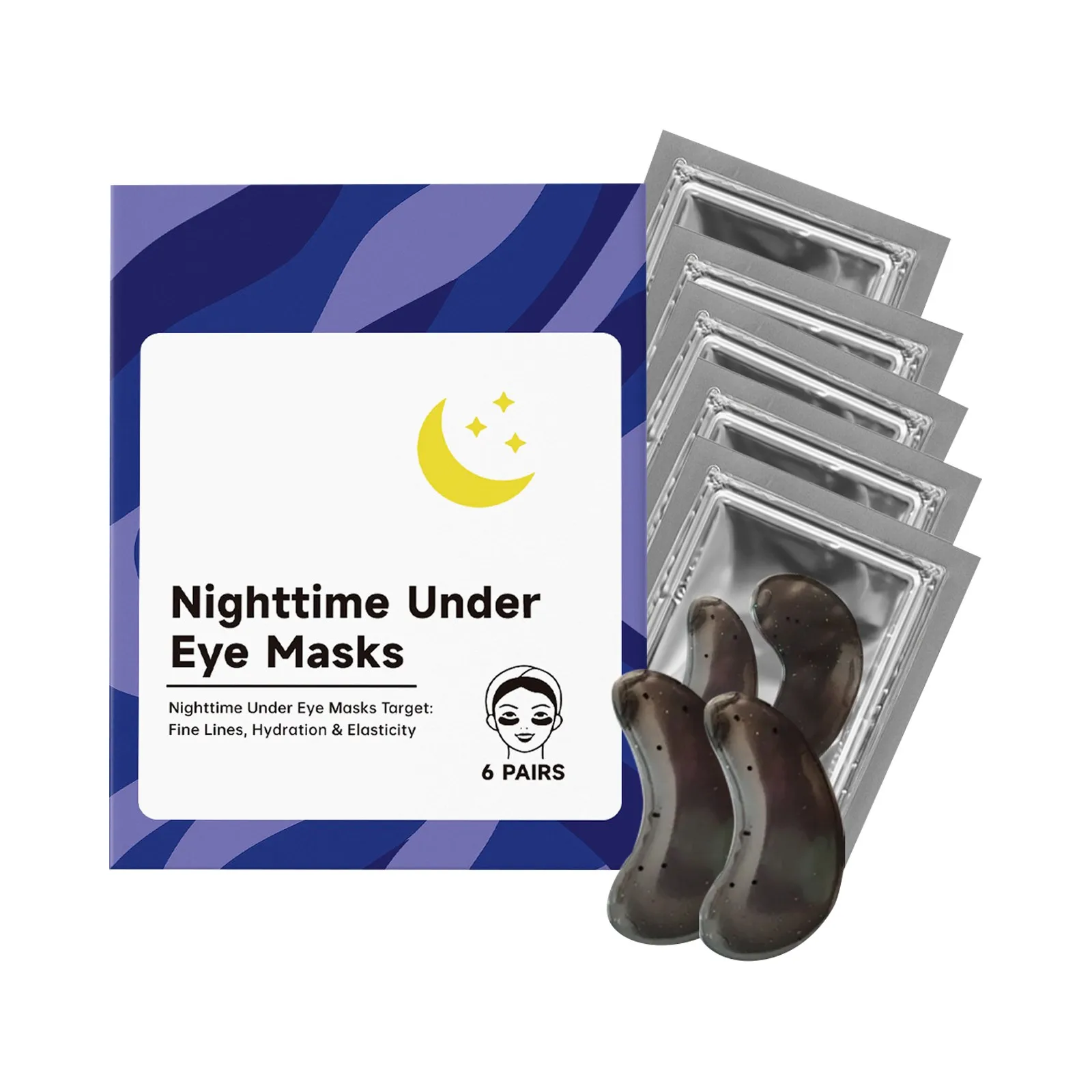 Collageengel oogmaskerpleisters voor nachtelijk gebruik - Verjongende behandeling onder de ogen om wallen, donkere kringen en wallen te verminderen 6 paar