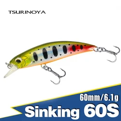 TSURINOYA 60S Sinking Minnow Fishing Lures DW67 60mm 6.1g Jerkbait Hot Selling Stream Bass Trout Bait Mini Crankbait Wobblers