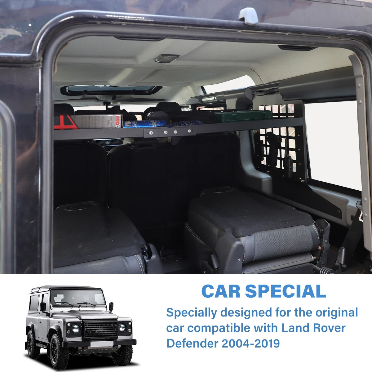 

For Land Rover Defender 2004-2019 trunk multi-function pallet rack Car trunk storage rack Carbon steel + aluminum alloy 3pcs