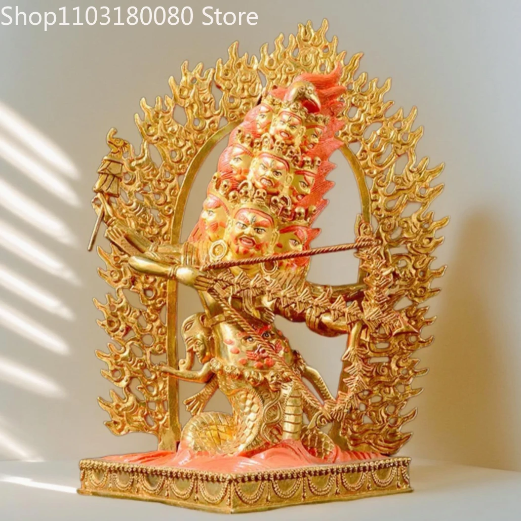 31cm Brass gilding Rahula buddha statue Tibet Dharmapala Rehula sculpture