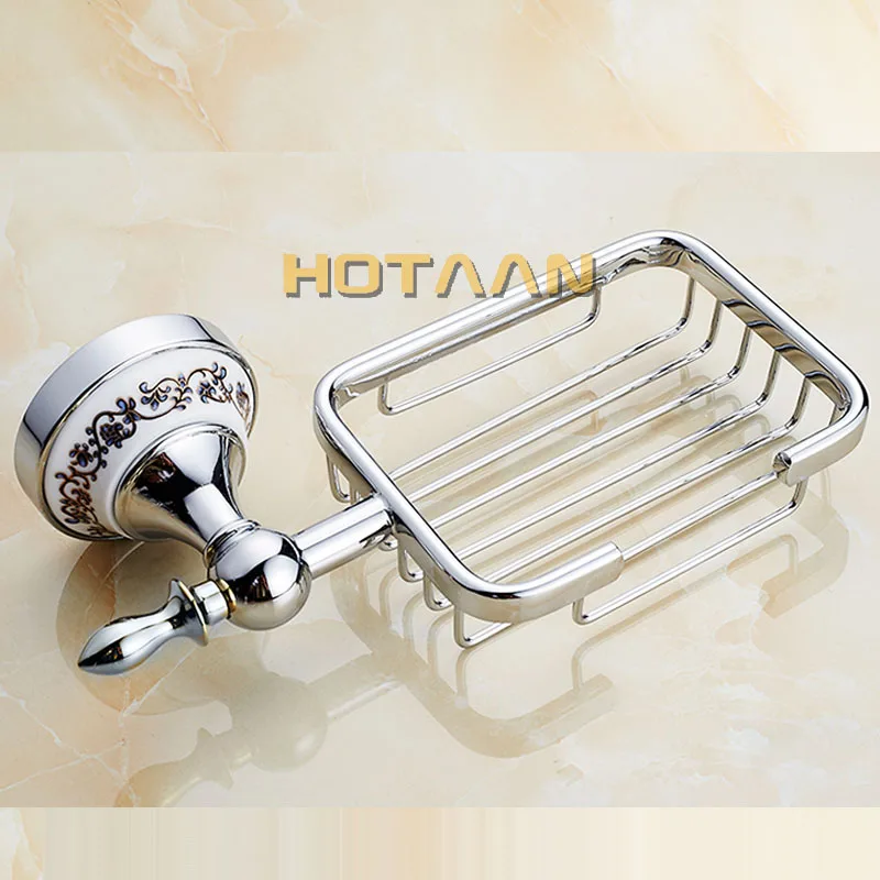 Soap Dishes Brass Gold Soap Basket Wall Mounted Ceramic Soap Holder Chrome Bathroom Accessories Home Decoration Soap Box 11890-C