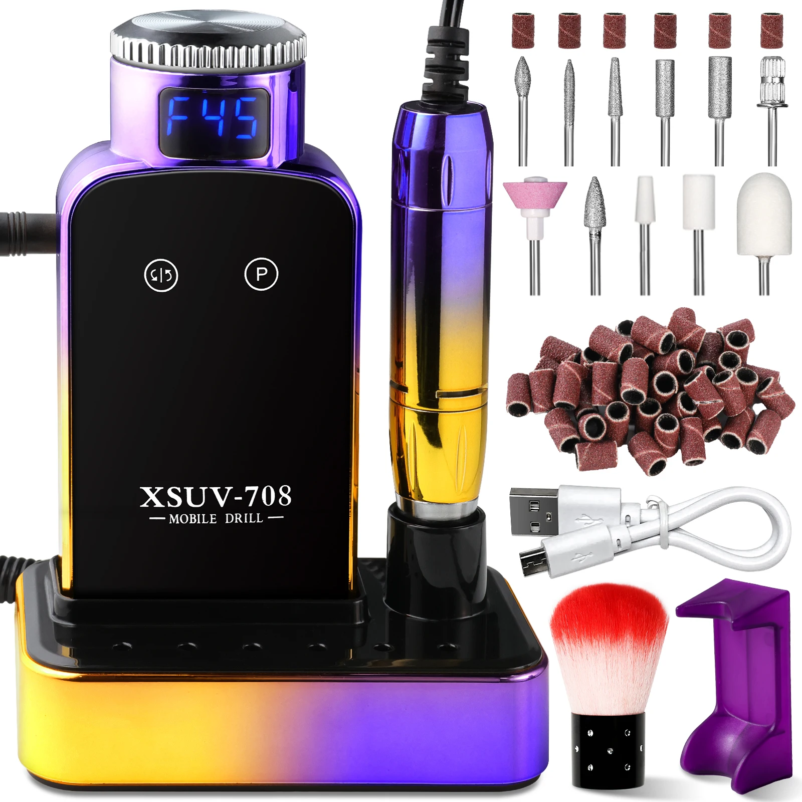 

Профессиональный аппарат для маникюра 45000 об/мин, фрезер для ногтей, перезаряжаемый электрический шлифовальный станок для ногтей, полировщик