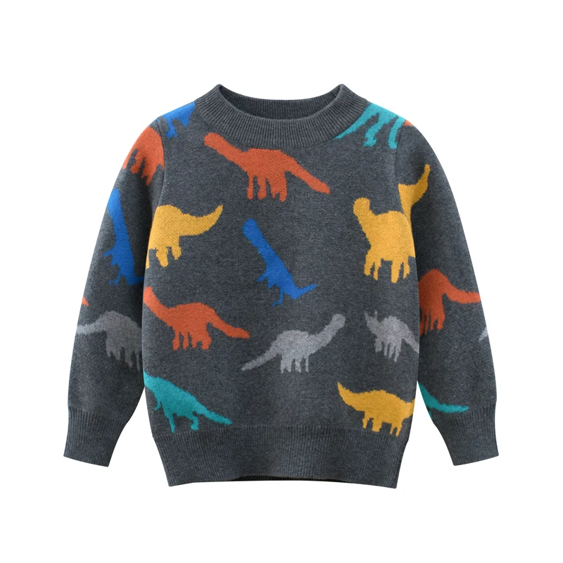 Autumn  Cute Cartoon Dinosaur Print Sweater for Kids Boy Long Sleeve O-Neck Pullover Fashion Baby Boy Thin Children's Clothes