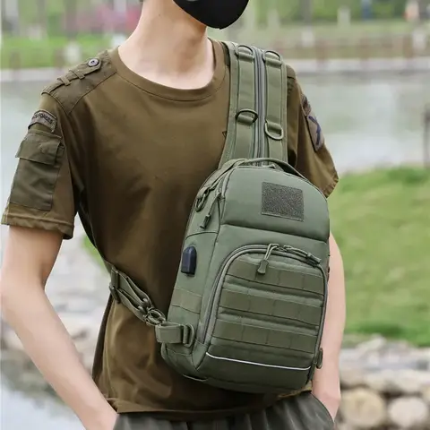 Miltitary 2024 새로운 어깨 가방 야외 스포츠 Airsoft Molle 배낭 낚시 사냥 캠핑 하이킹 나일론 가슴 슬링 가방 팩