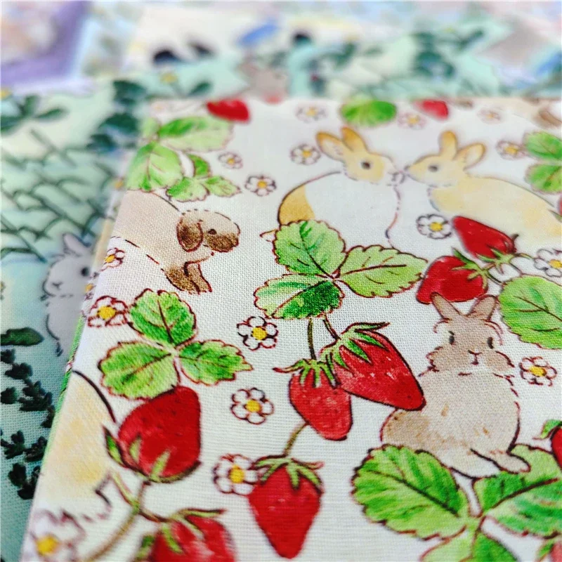 100 Cotton Rabbit Printed Fabric By Meters Cloth for Baby Clothing Home Background DIY Sewing Bunny Fabrics with Cute Cartoon