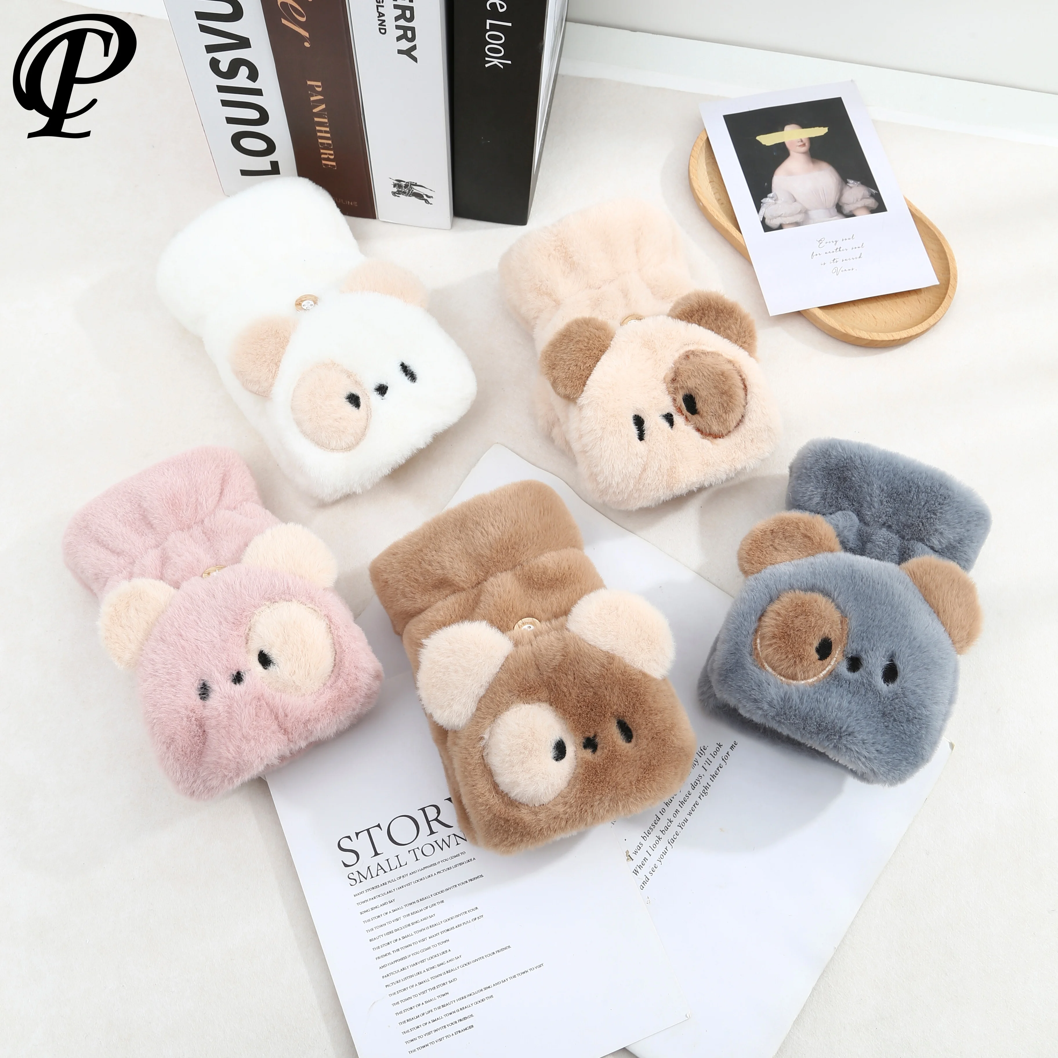 

Winter Warm Gloves Riting Ski Two Uses Flip Cover Soft Comfortable Thermal Touchscreen Coldproof Cute Cartoon Girl Cycling