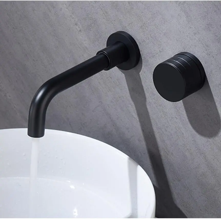 Black Bathroom Sink Faucet Tap Brass Polished Hot Cold Wash Basin Water Swivel Spout Wall Mounted Brushed Gold Bath Mixer Taps