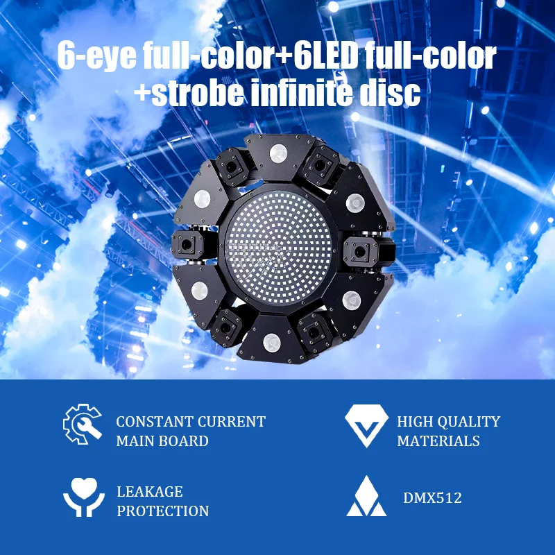 LED RGBW 6 Eye Rotating Head Full Color Laser Light LED Stroboscope Light Laser Lights For Nightclub Stage