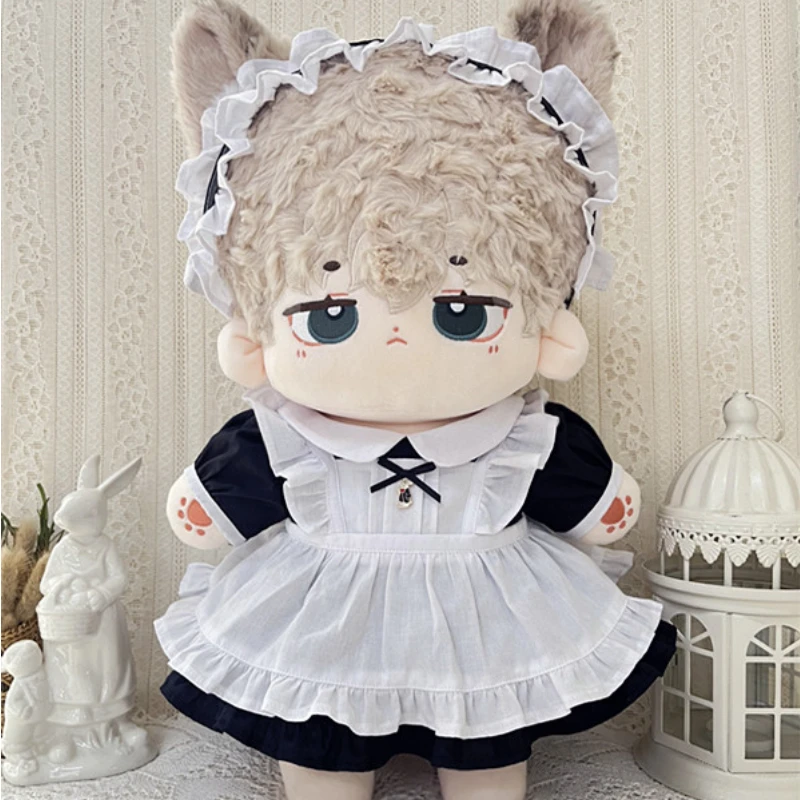 Limited 3PC/Set Handmade 40cm Doll Clothes Maid Dress Headband Apron Plush Dolls Outfit Toys Doll's Accessories Cos Suit