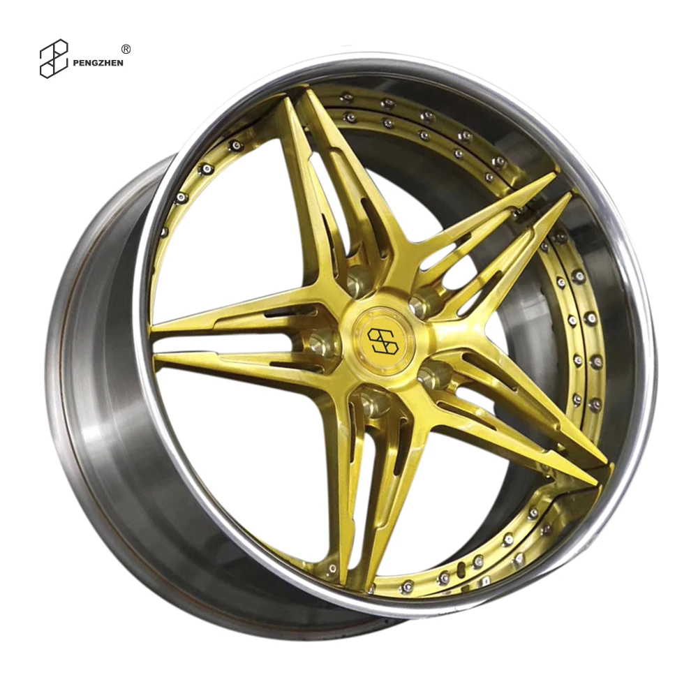 5x112 5x120 Polished Brushed 2-Piece 5-Spoke Passenger Car Wheels for B MW F ORD Mer cedes 25/30/40mm Offset