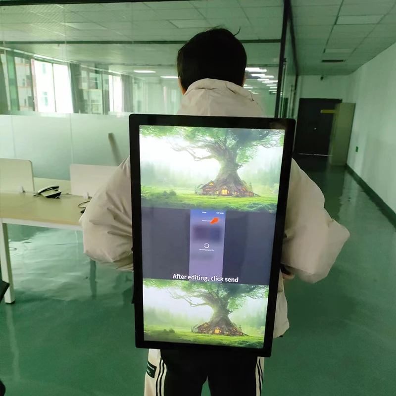 27-inch electronic LCD walking portable backpack, advertising TV display, digital signage and display