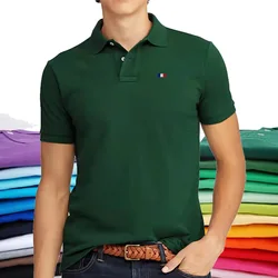 High Quality 100% Cotton Summer Classic Brand Men's Short Sleeve Polo Shirt S-5XL Casual Lapel Male Tops T-shirt Clothes