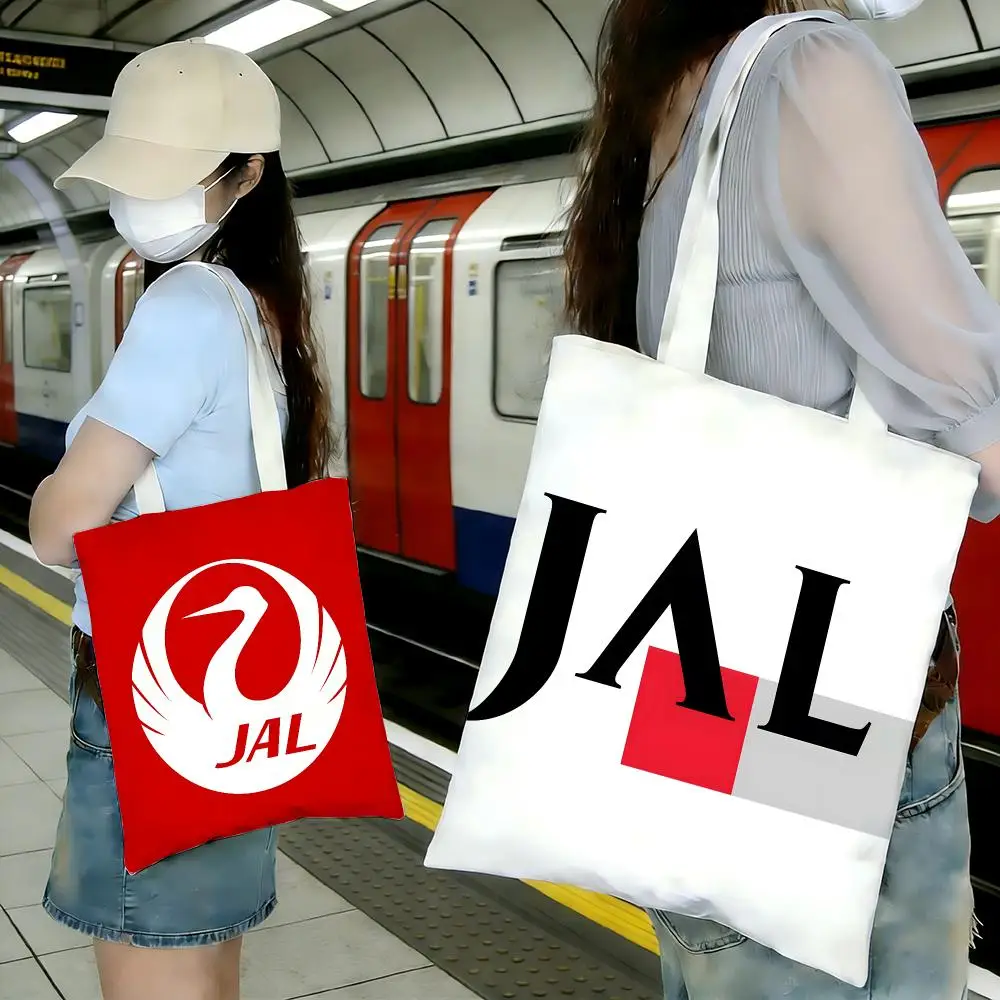 airline aviation logo J-JAL Storage Bags Shopping Bags Series Print Bags Lightweight Shoulder Bag For Daily Use