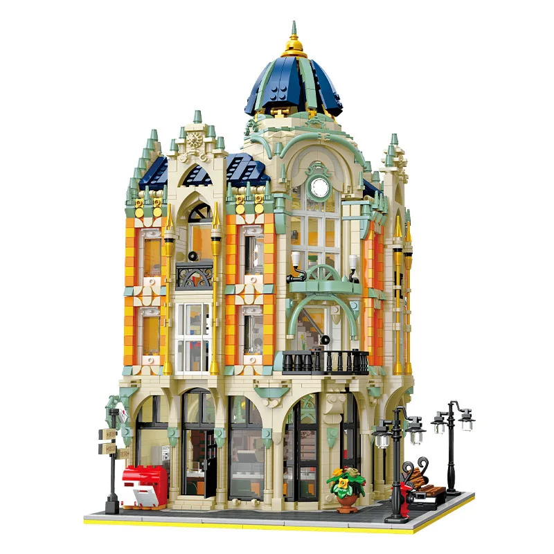 Creative City Street View Architecture Post Office Building Block Streetscape Figures Construction Brick Toys For Kids Gift