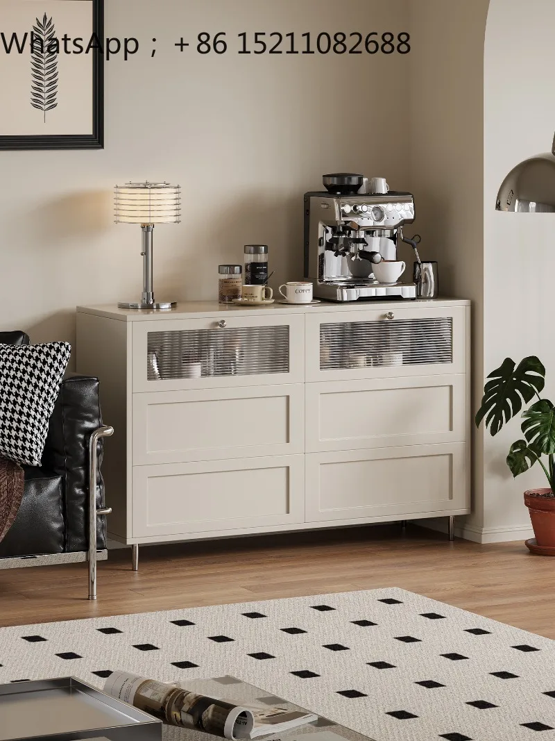 SCY Cream Drawer Cabinet Bedroom Storage Cabinet Living Room Wall Locker Simple Six Drawer Cabinet