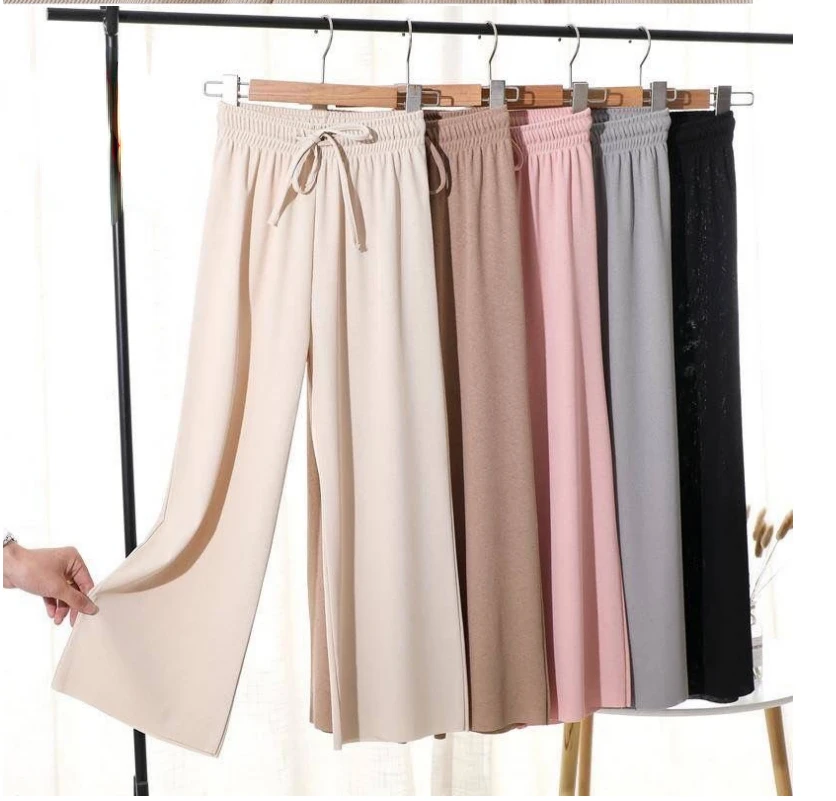 wide leg pant Korean version of the wild nine pants loose wide leg pants women summer sense high waist Straight InsTrouser pants