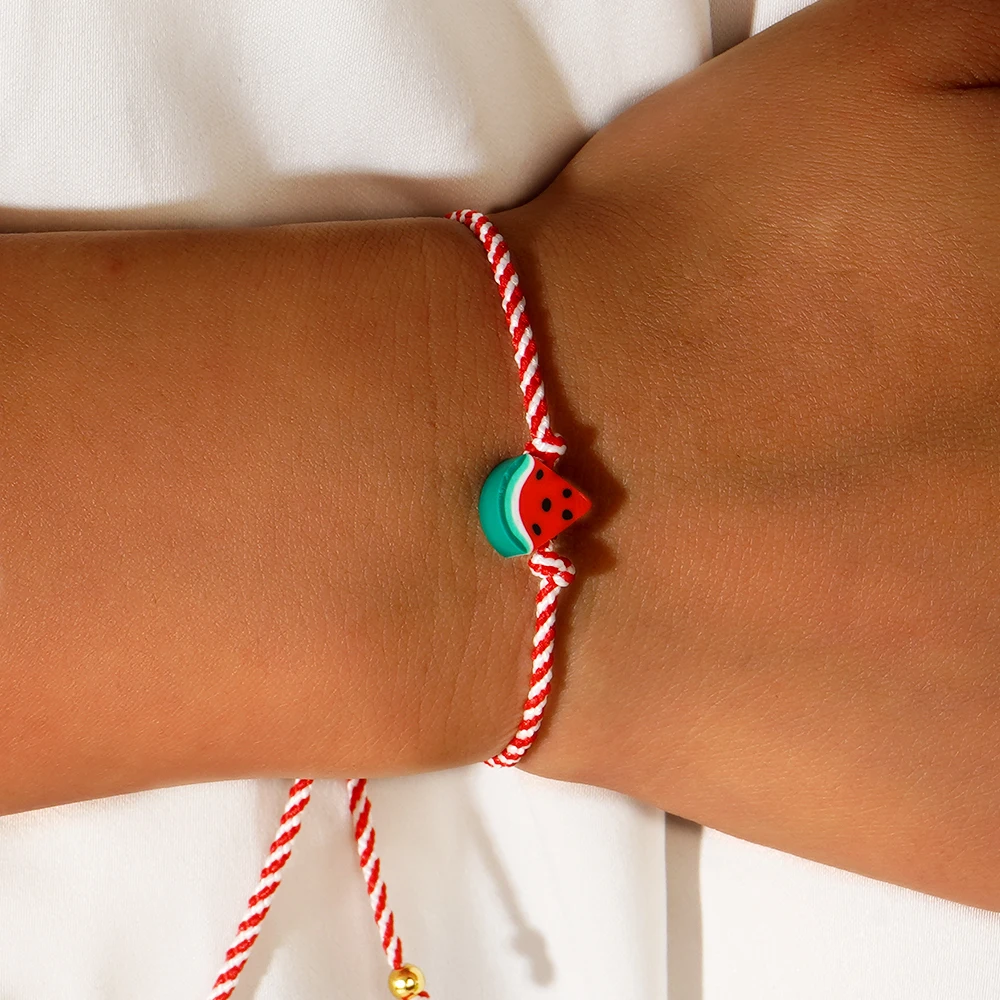 1/2/4/6/10pcs Red Friendship Rope Heishi Watermelon Women Bracelet Boho Jewelry As Lucky Gifts For Friend