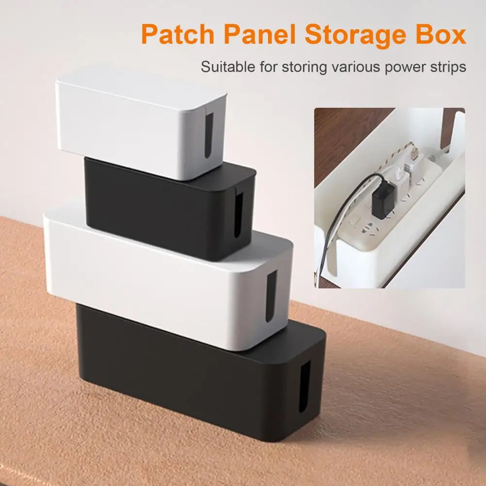 Cable Management Box for Office Anti-skid Strong Bearing Capacity Hard Multi-purpose Good Hardness Storage Box Power Strip Desk