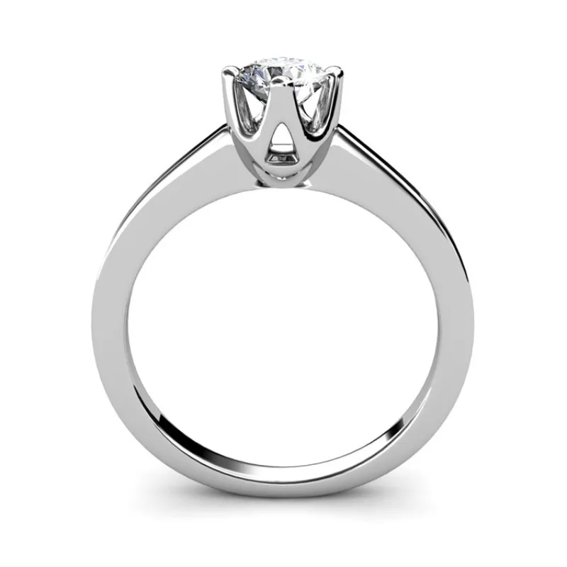

Daisini Round Swarovski Crystal Band Ring 925 Sterling Silver Wedding Engagement Ring for Women Fine Jewelry Party Gifts