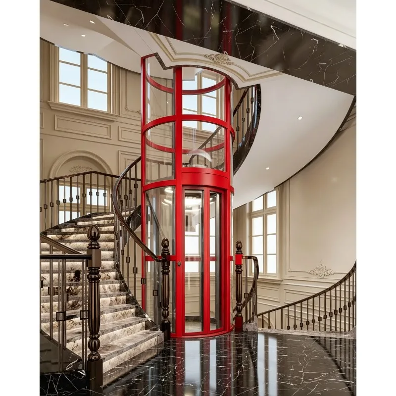 Mini Residential Lift 3 Floor Outdoor Home Elevator with Two Door Opening Custom Made Convenient Family Housekeeping Villa House