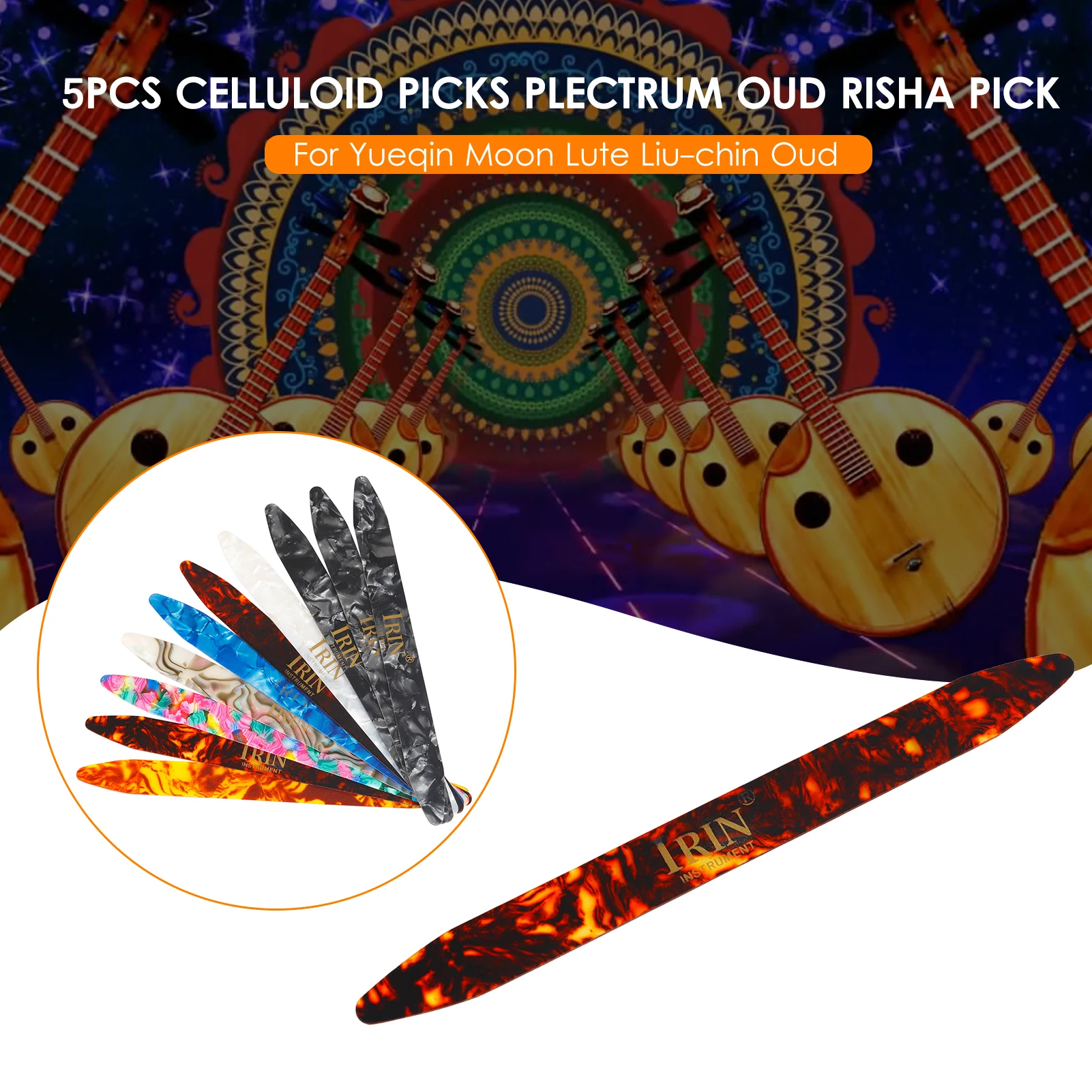 IRIN-Juego de púas de celuloide, instrumento Musical de cuerda, Plectrum Oud Risha para Yueqin Moon Lute liu-chin Oud, 5 unidades