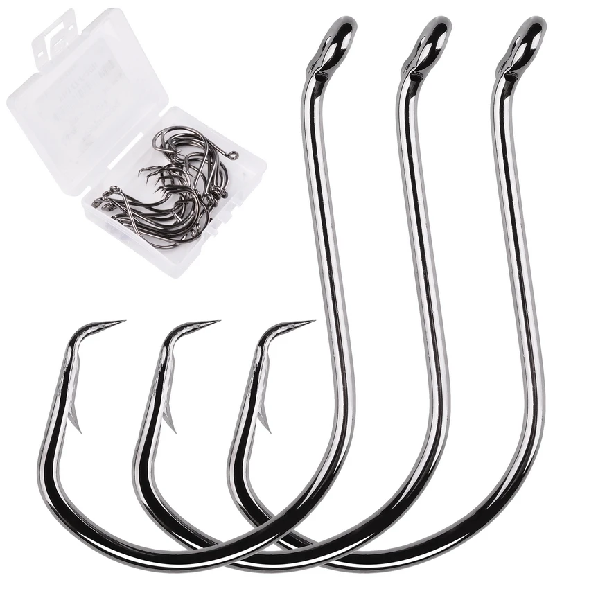 20pcs/box Fishing Hooks Offset Circle Fishing Hook Carp Fishhook Jig Big Barbed Hook High Carbon Steel Fishing Hooks Tackle