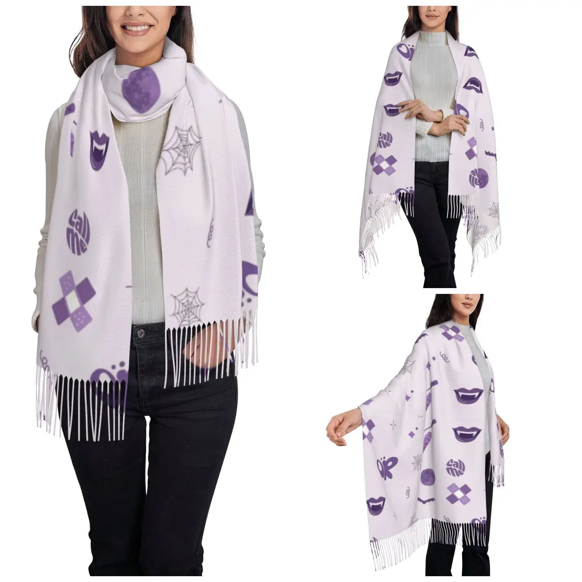 Women's Tassel Scarf Vampire O-Olivia Cool R-Rodrigo Pack Long Winter Fall Shawl Wrap Gifts Pashmina Scarves