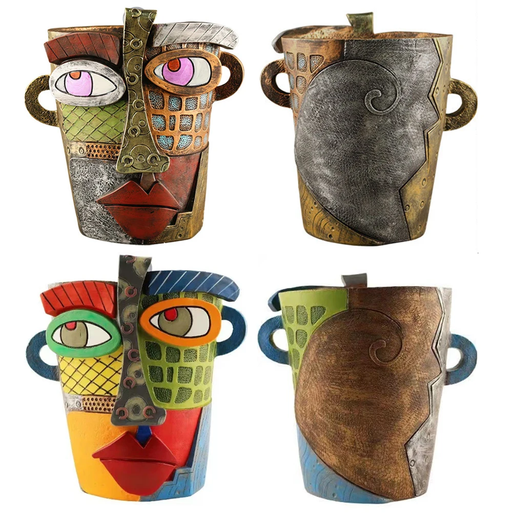 

Colorful Face Flower Pot Resin Funny Planters for Indoor Plants Abstract Beauty Face Potted Plant Container for Garden Decor