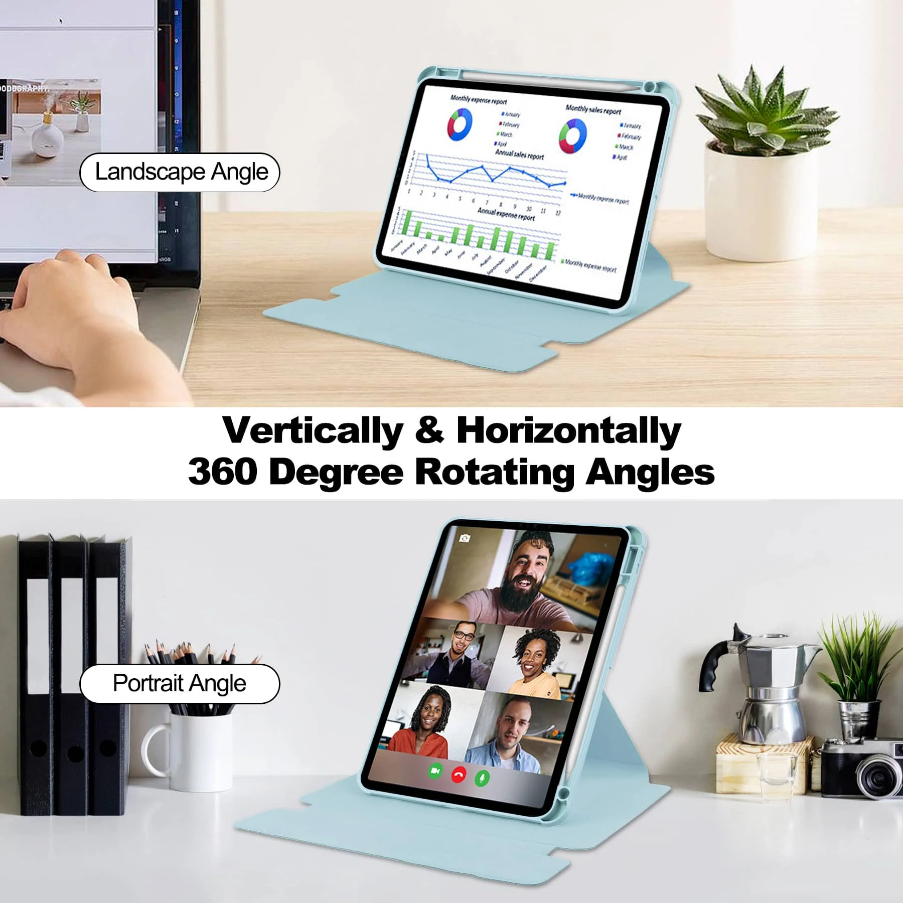 For iPad Pro 13 M4 2024 Case, 360° Rotating with Detachable Wireless keyboard & Pen Holder-[Auto Wake/Sleep Function] Shockproof