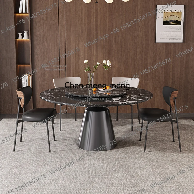 Nordic Rock Plate Dining Tables Black Minimalism Luxury Kitchen Round Table Living Room Dining Room Furnitur Mesas Redondas FYDT