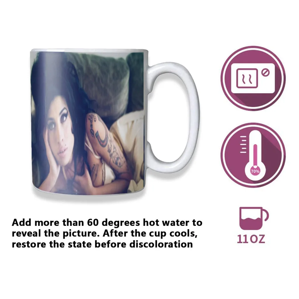 Beauty Woman Amy Winehouse Music Singer Star Free shipping Mug Changing Color Ceramic Coffee Mugs Magic Tea Cup Best Gift