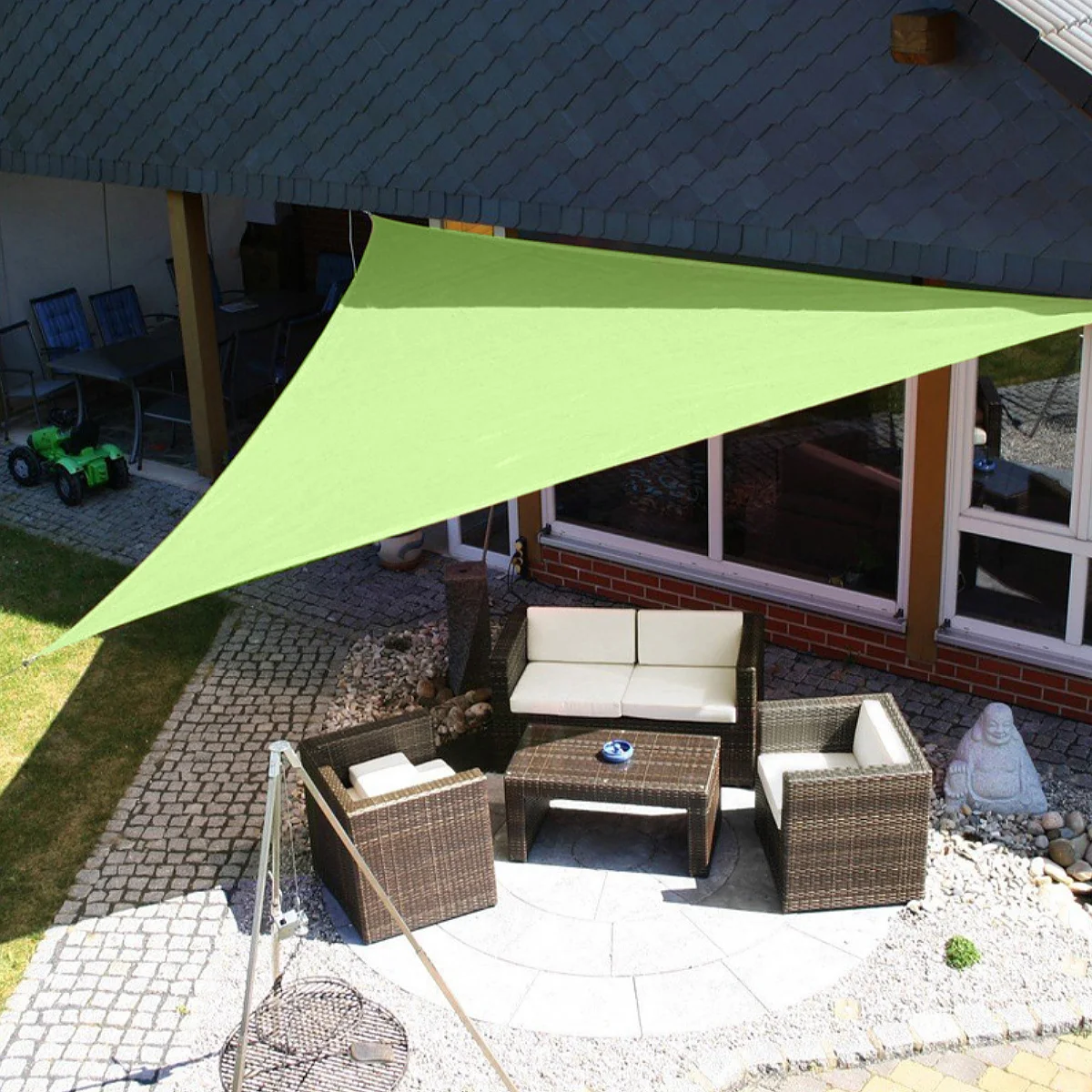

Triangle Sun Shade Sail Canopy Green 3.6m Waterproof Reinforced Seam for Patio Backyard Triangle Canopy