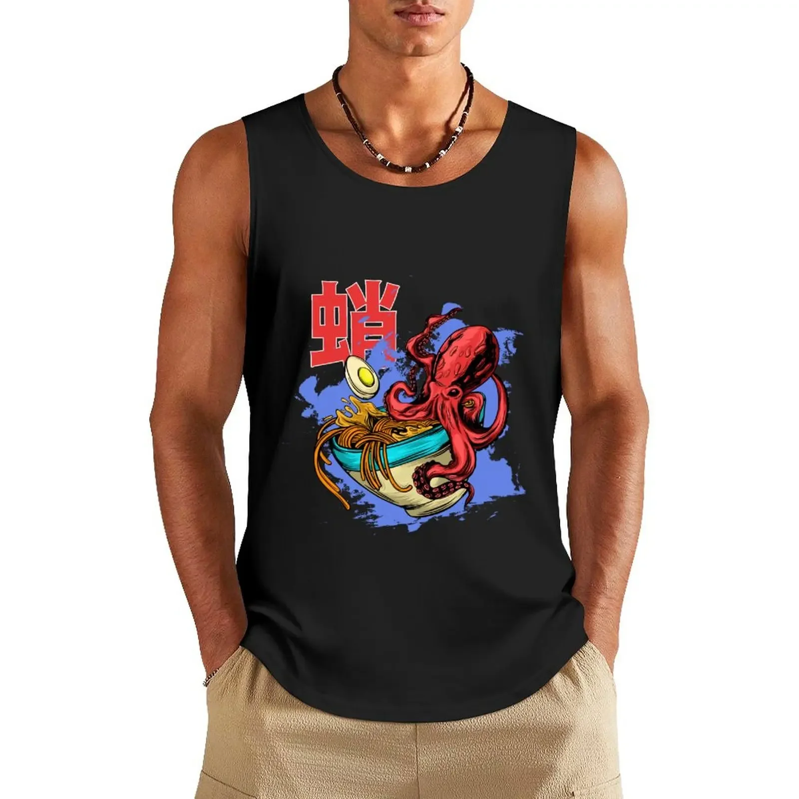 

Octopus Ramen Tank Top bodybuilding t shirt Male vest gym clothes men men clothings