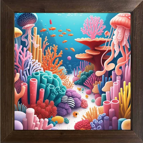 Seascape Coral Oil Paintings Used for Decoration in Various Scenarios Such As Homes, Classrooms, and Festivals