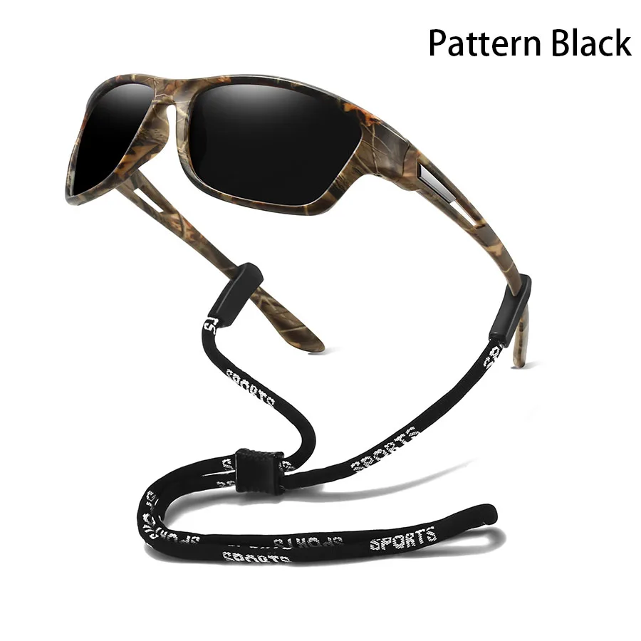 Tarnfarben-Sonnenbrille mit Kette, Vintage-Stil für Angeln, Autofahren, Sport und Freizeit, Unisex-Laufbrille, Bergsteiger-Sportbrille – Detail 2