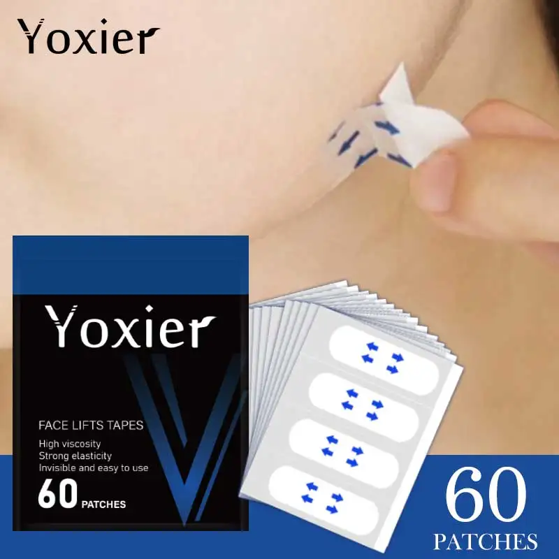 60 Pcs Invisible Face Lift Tape Waterproof V Face Firming Tape Facial Shaping Transparent Lifting Tape Face Skin Care Tools