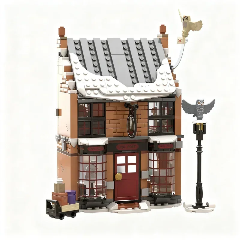 

414PCS MOC Magic Village Owl Post Model Building Blocks Creative Assembly Display Home Decor Construction Gift Premium Shelf Set