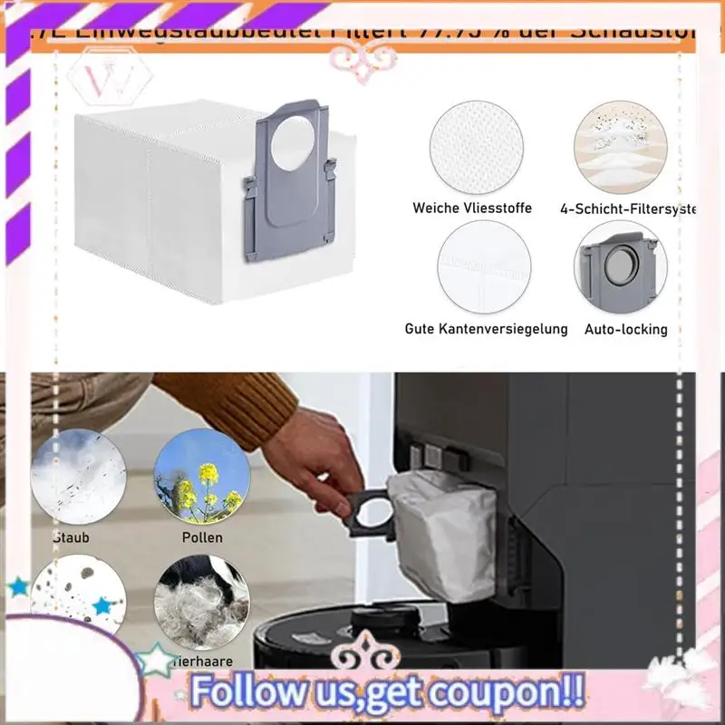 Durable For Roborock S8 Maxv Ultra Robot Vacuum Cleaner Main Side Brush Hepa Filter Mop Cloth Rag Dust Bags Spare Parts
