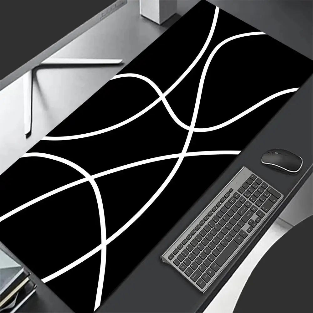

Abstract Lines Art Mouse Pad Large Computer Office Game Table Mat XXL Rubber Non-slip Stitched Edge Keyboard Mats Long Desk Pads