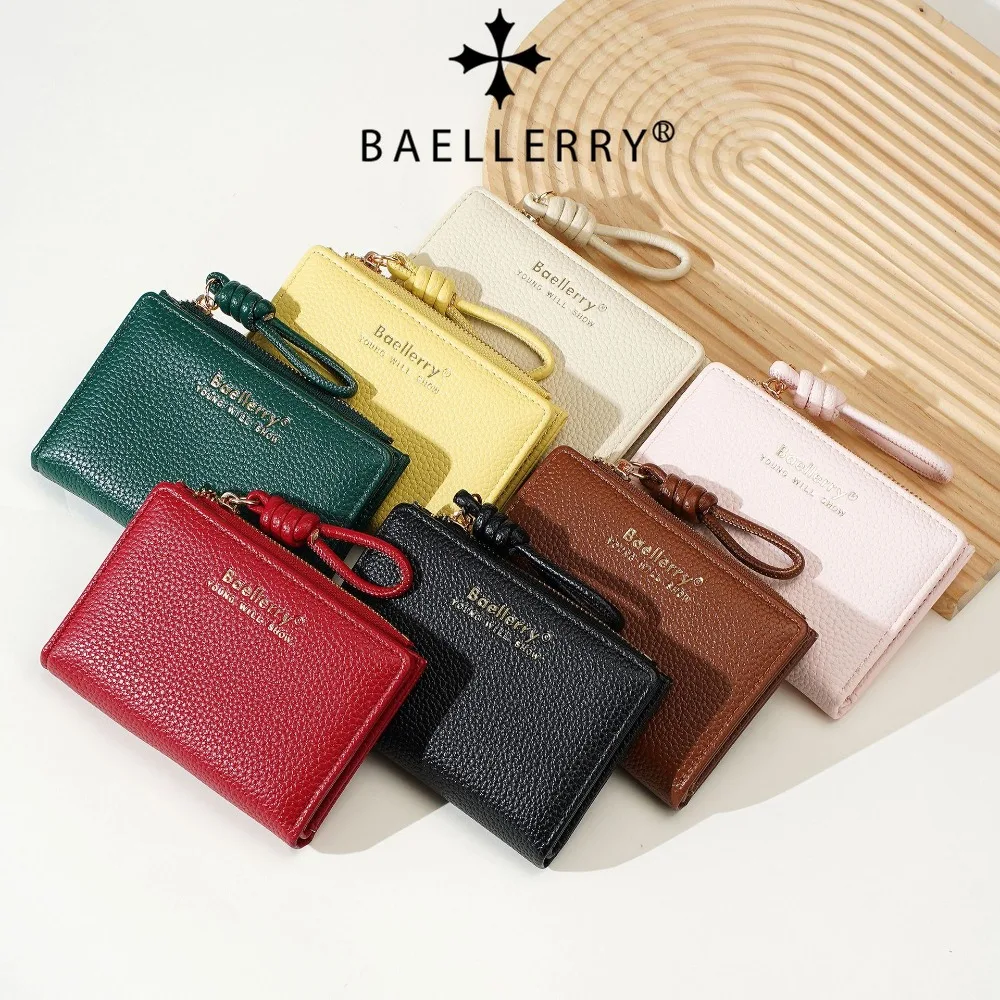 Women's Short Wallet Made of Pu Leather with Wrist Strap Casual Wallet Lightweight, Elegant, Minimalist Style Daily Carry Wallet